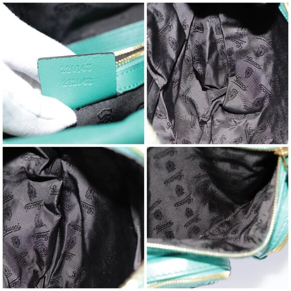 GUCCI Backpack Leather Green Gold Auth ki4889 - Picture 15 of 16